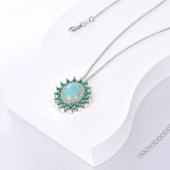 925 Sterling Silver Swarovski Crystal Sun Necklace - onlyone