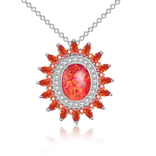 925 Sterling Silver Swarovski Crystal Sun Necklace - onlyone