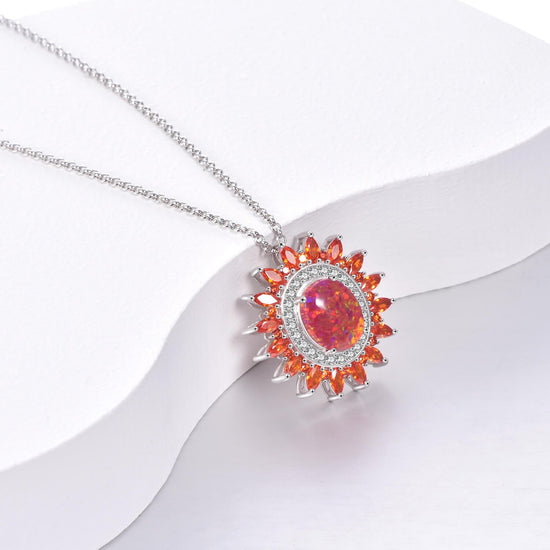 925 Sterling Silver Swarovski Crystal Sun Necklace - onlyone