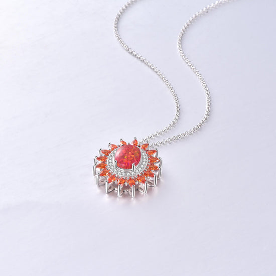 925 Sterling Silver Swarovski Crystal Sun Necklace - onlyone