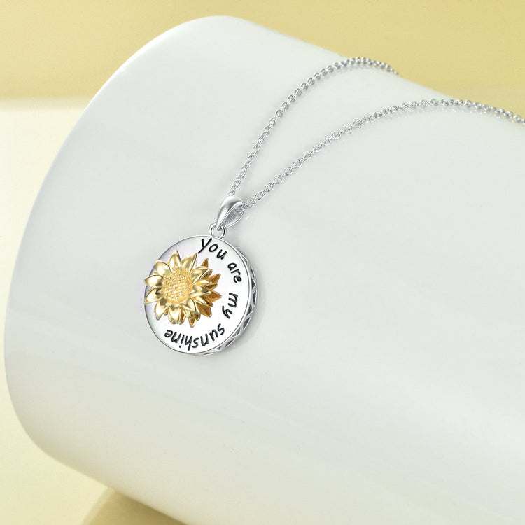 925 Sterling Silver Rotatable Sunflower Necklace - onlyone