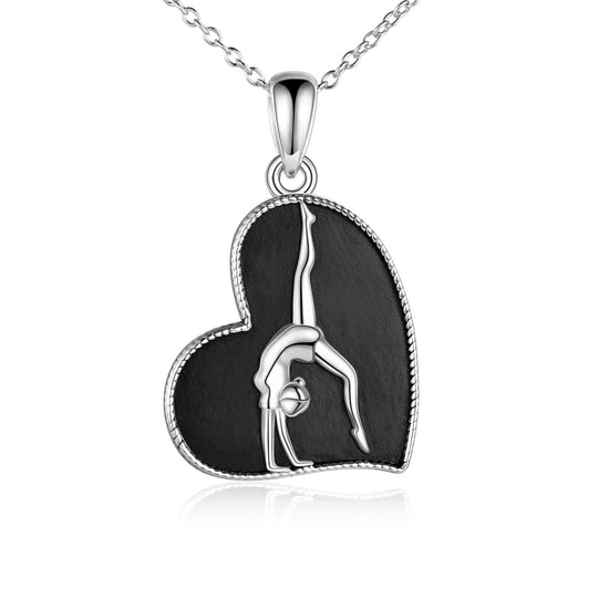 925 Sterling Silver Flipping Gymnast Team Pendant Necklace Ballerina Gymnastics for Women Gifts - onlyone