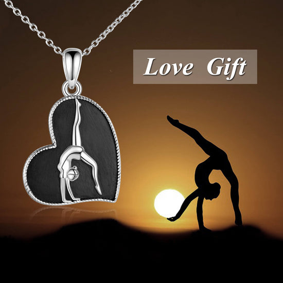 925 Sterling Silver Flipping Gymnast Team Pendant Necklace Ballerina Gymnastics for Women Gifts - onlyone