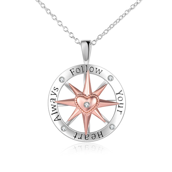 925 Sterling Silver Rotatable Compass Necklace - onlyone