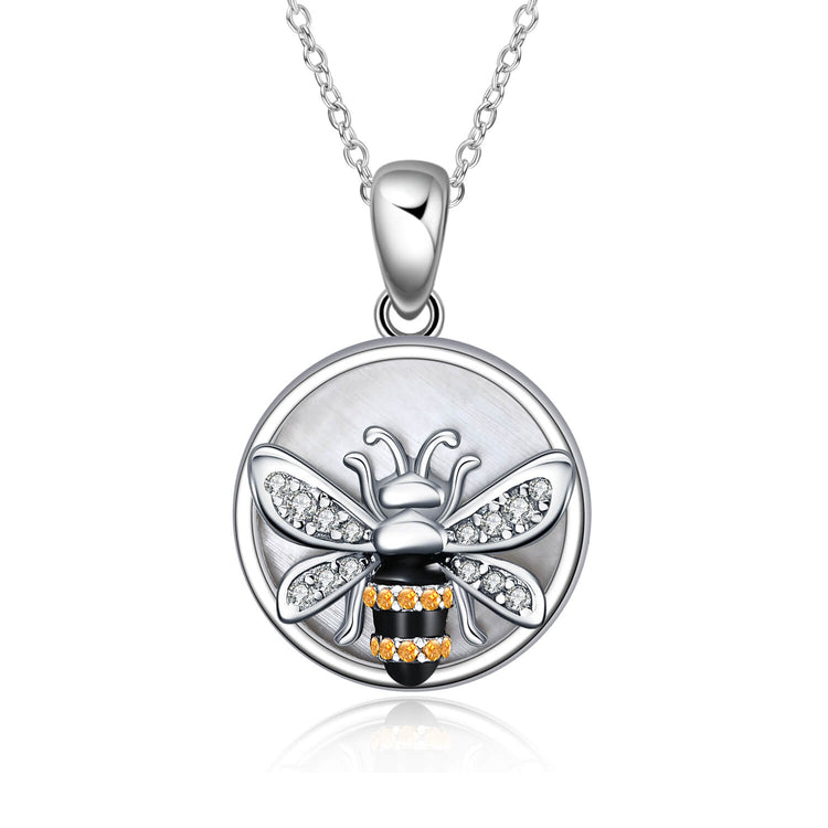 925 Sterling Silver Bee Coin Necklace - onlyone