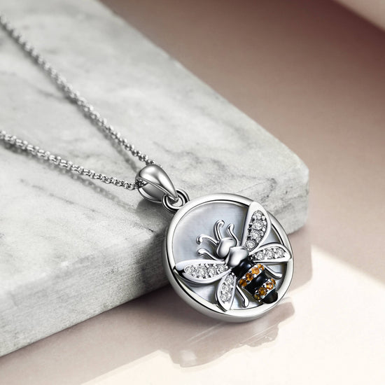 925 Sterling Silver Bee Coin Necklace - onlyone