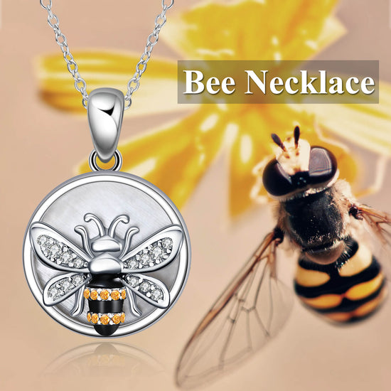 925 Sterling Silver Bee Coin Necklace - onlyone