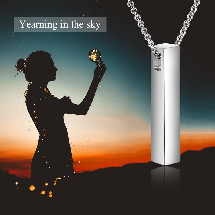 925 Sterling Silver 3D Bar Urn Necklace Cremation Jewelry for Ashes Bar Disc Necklace - onlyone