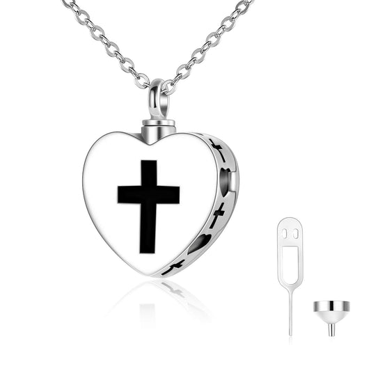 925 Sterling Silver Cross Urn Necklaces for Human Ashes of Love One Cremation Jewelry Gift - onlyone