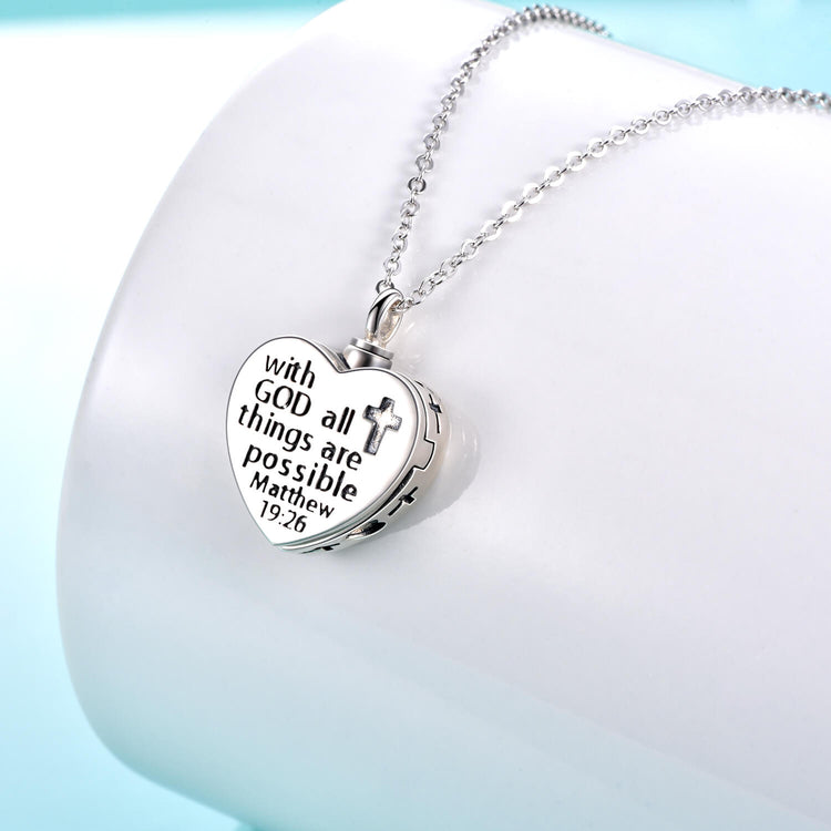 925 Sterling Silver Cross Urn Necklaces for Human Ashes of Love One Cremation Jewelry Gift - onlyone