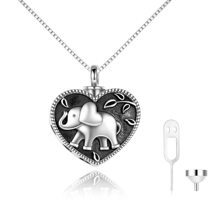 925 sterling silver elephant Urn box necklace Cremation Jewelry for Ashes - onlyone