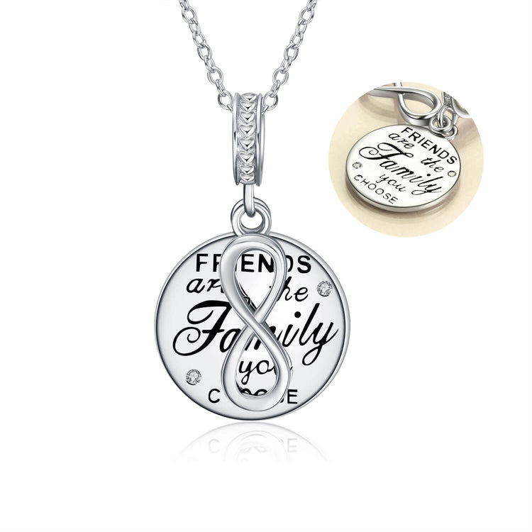 925 Sterling Silver Friends Coin And Infinity Pendant Necklace - onlyone