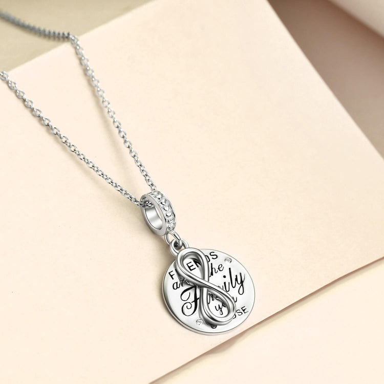 925 Sterling Silver Friends Coin And Infinity Pendant Necklace - onlyone