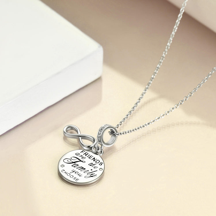 925 Sterling Silver Friends Coin And Infinity Pendant Necklace - onlyone