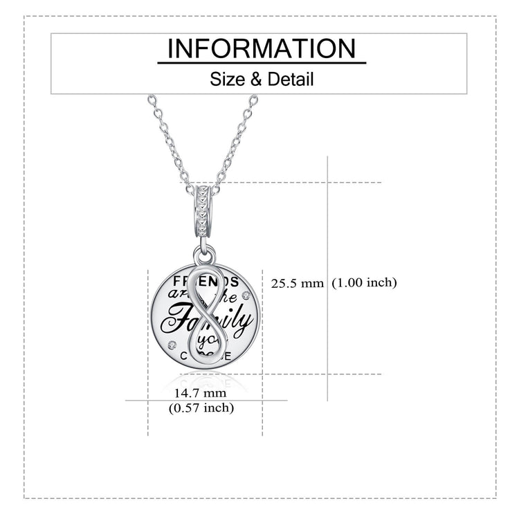 925 Sterling Silver Friends Coin And Infinity Pendant Necklace - onlyone