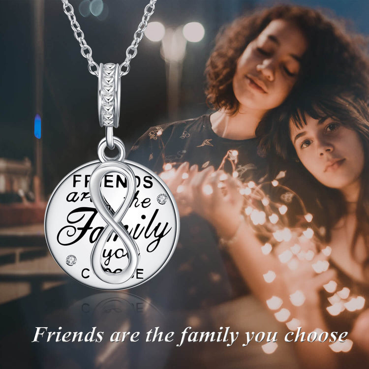 925 Sterling Silver Friends Coin And Infinity Pendant Necklace - onlyone