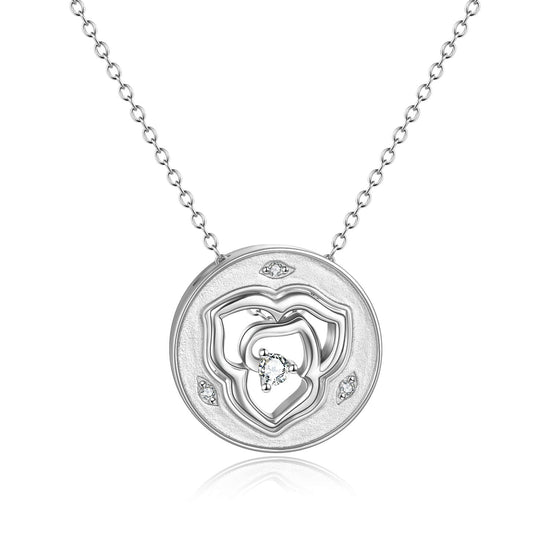 925 Sterling Silver Double Layer Rose Flower Necklace - onlyone