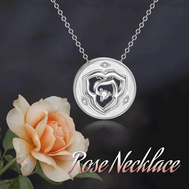 925 Sterling Silver Double Layer Rose Flower Necklace - onlyone