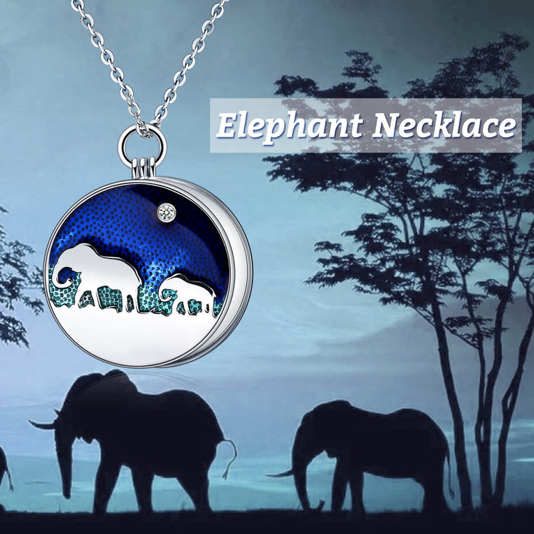 925 Sterling Silver Elephant Photo Locket Necklace - onlyone