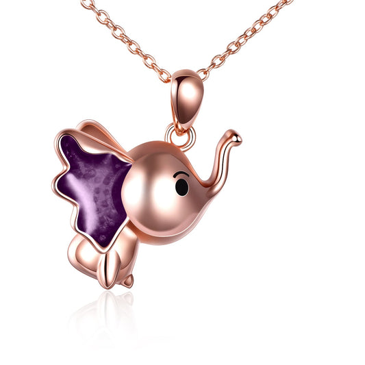 Sterling Silver Cute Elephant Necklace Good Luck Animal Dumbo Pendant Holiday Jewelry Gift for Girls Teens Elephant Lover