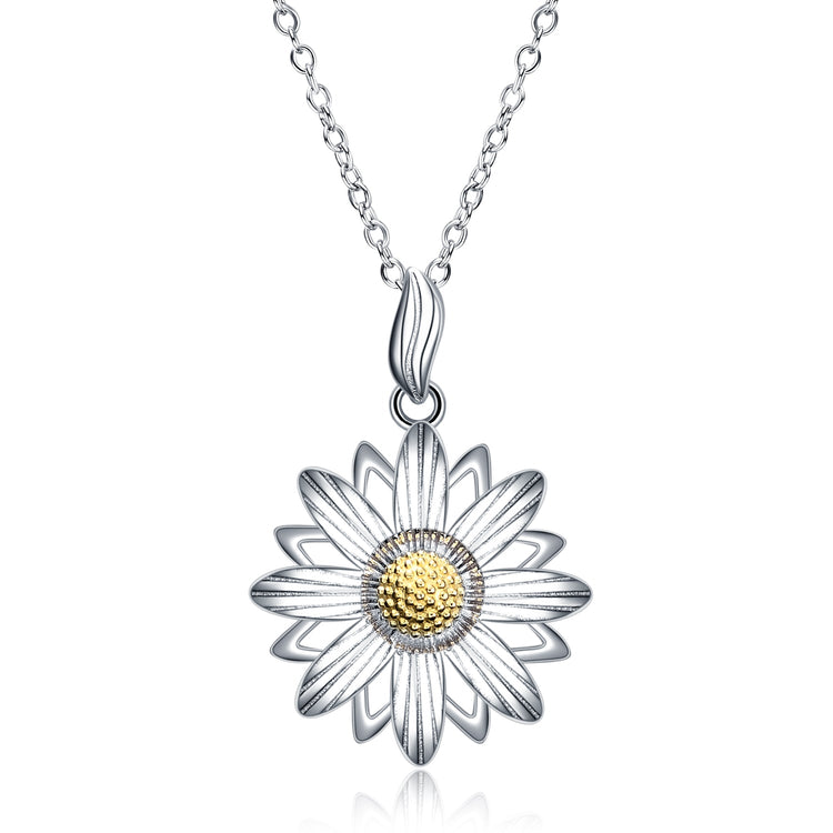 925 Sterling Silver Daisy Flower Pendant Necklace