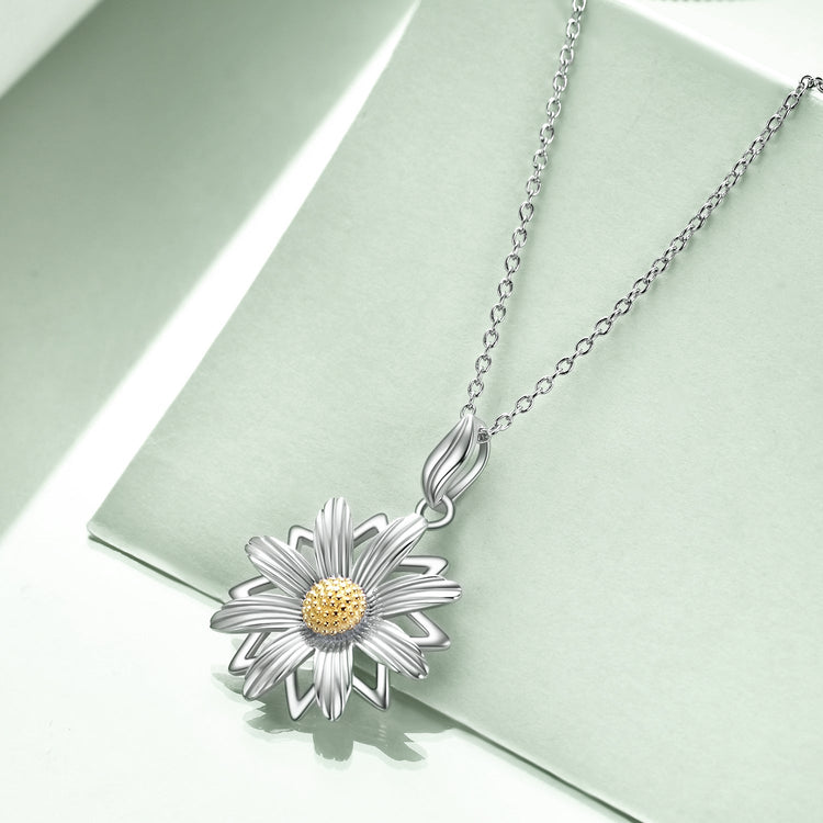 925 Sterling Silver Daisy Flower Pendant Necklace