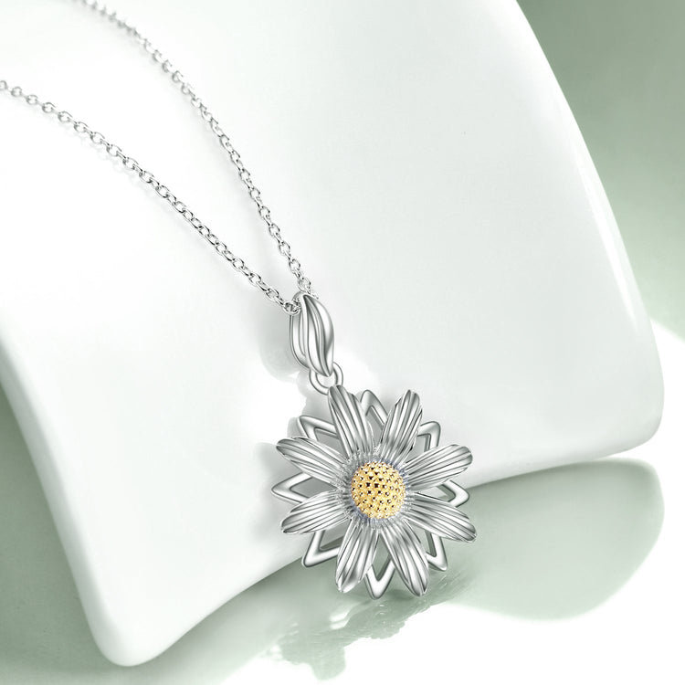 Collier pendentif fleur de marguerite en argent sterling 925