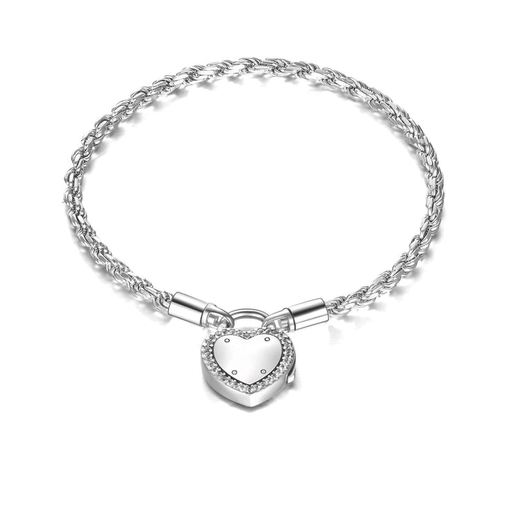 925 Sterling Silver Lock Bracelet - onlyone