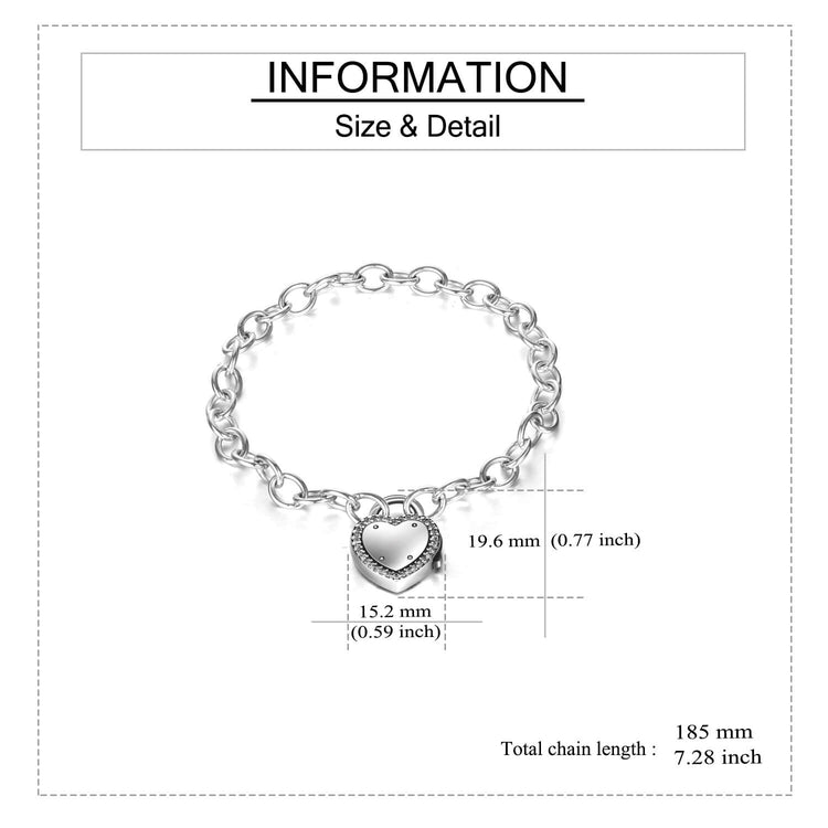 925 Sterling Silver Lock Bracelet - onlyone