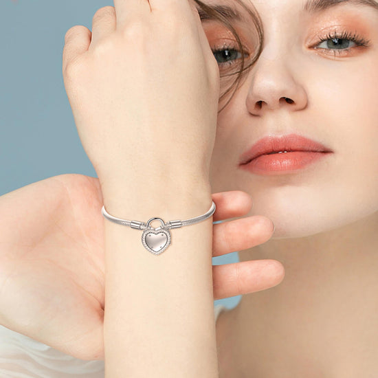 925 Sterling Silver Lock Bracelet - onlyone