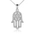 925 Sterling Silver Hamsa Hand Pendant With Cubic Zirconia Necklace - onlyone