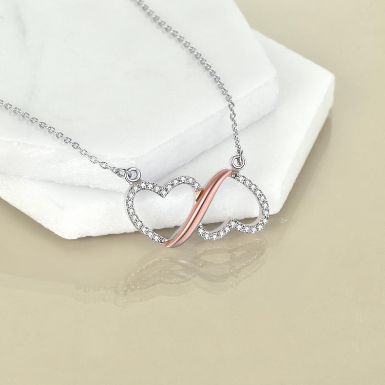 925 Sterling Silver Heart To Heart Necklace