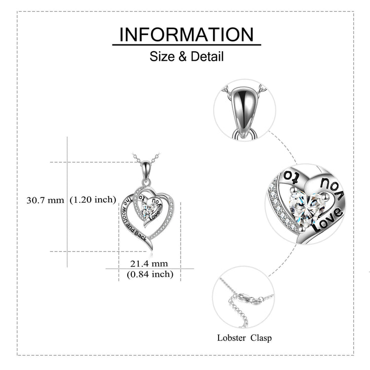 925 Sterling Silver Love Heart Pendant Necklace