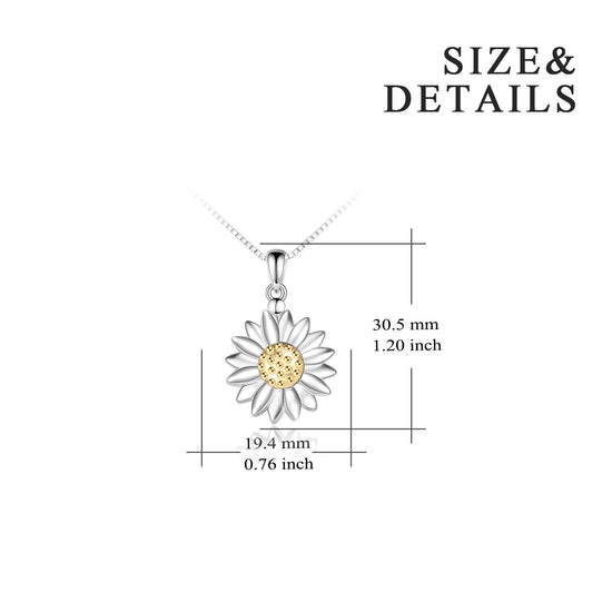 925 Sterling Silver Sunflower Open Locket Photo Pendant Necklace - onlyone