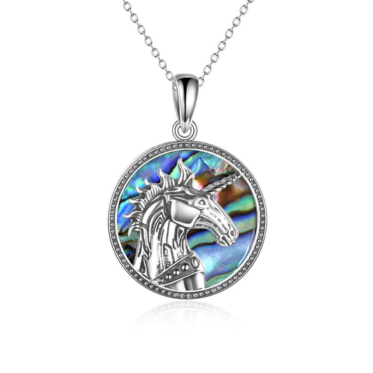 925 Sterling Silver Unicorn Medallion Pendant Pegasus Necklace - onlyone