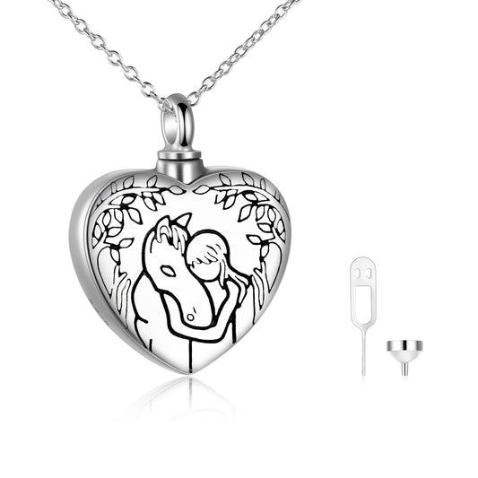 925 Sterling Silver Lovely Animal Heart Urn Necklace, Cremation Jewelry For Ashes - onlyone