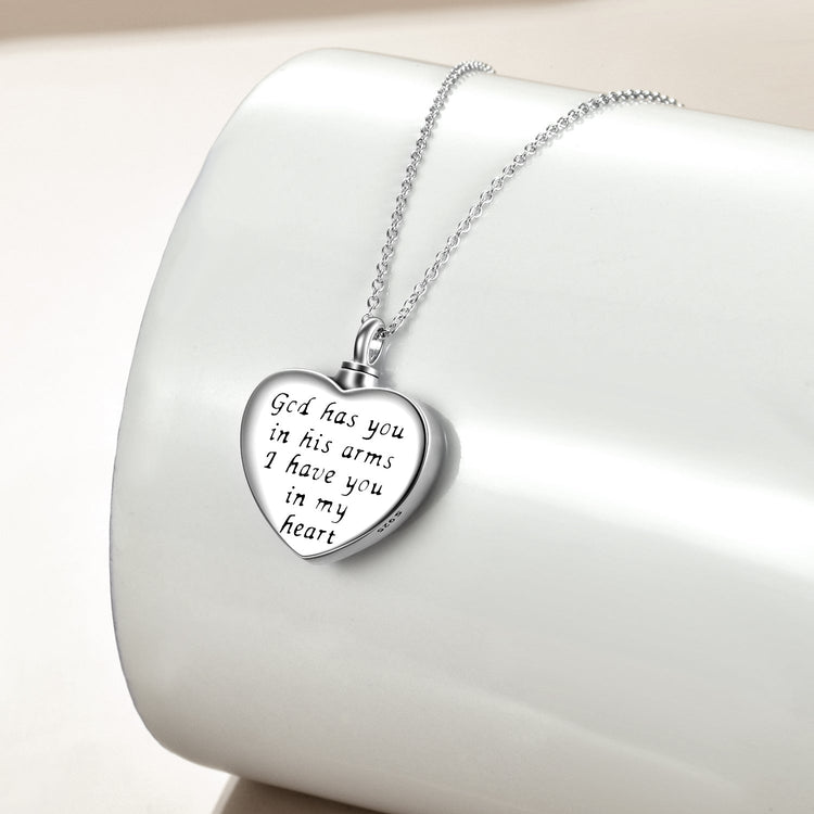 925 Sterling Silver Lovely Animal Heart Urn Necklace, Cremation Jewelry For Ashes - onlyone