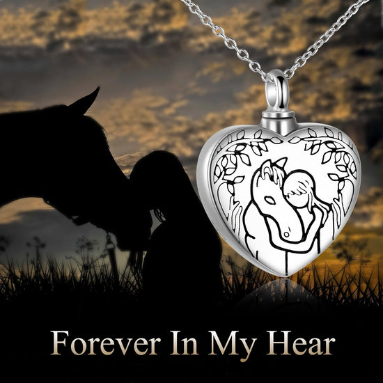 925 Sterling Silver Lovely Animal Heart Urn Necklace, Cremation Jewelry For Ashes - onlyone