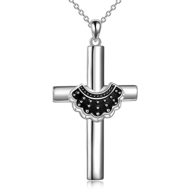 925 Sterling Silver Dissent Collar Cross Necklace