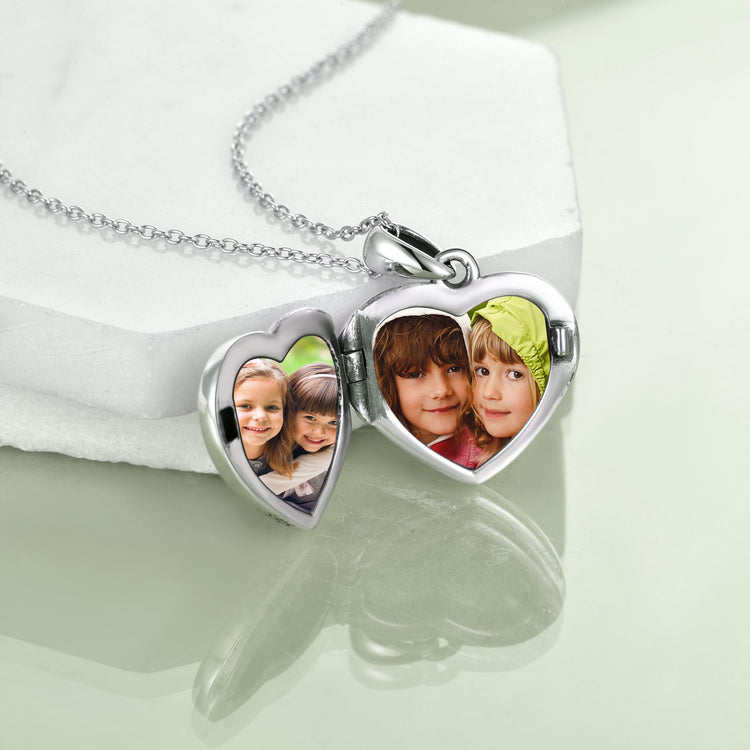 925 Sterling Silver Always My Sister Forever My Friend Heart Photo Locket Necklace