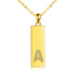 gold zirconia initial A square pendnat necklace