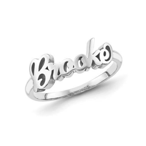 925 Sterling Silver Personalized Script Letters Name Ring Nameplate Ring - onlyone