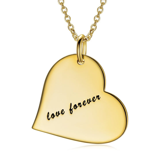 925 Sterling Silver Engraved Heart Name Necklace Nameplate Necklace - onlyone