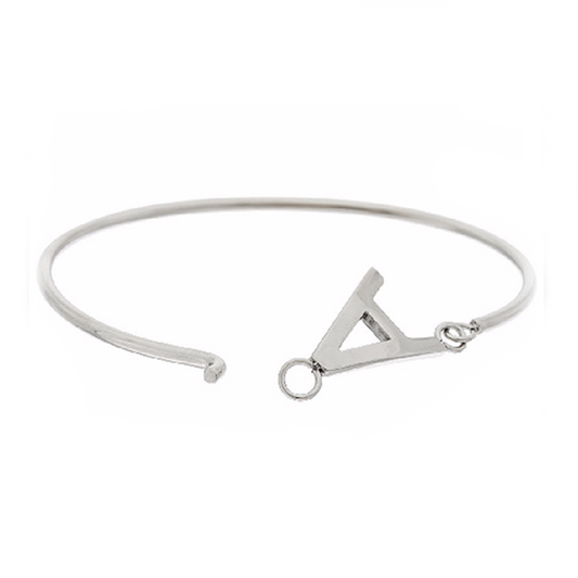 925 Sterling Silver Personalized Block Initial Bangle - onlyone