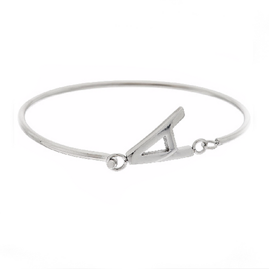 925 Sterling Silver Personalized Block Initial Bangle - onlyone