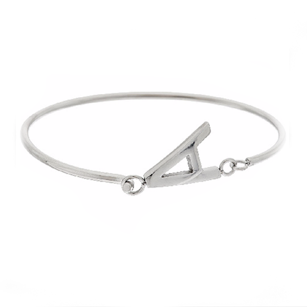 925 Sterling Silver Personalized Block Initial Bangle - onlyone