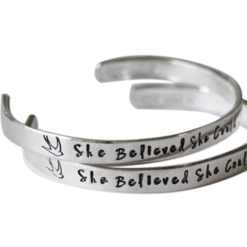 925 Sterling Silver Personalized Hand Stamped Cuff 6â€?7.5â€?Inspirational Bracelet - onlyone