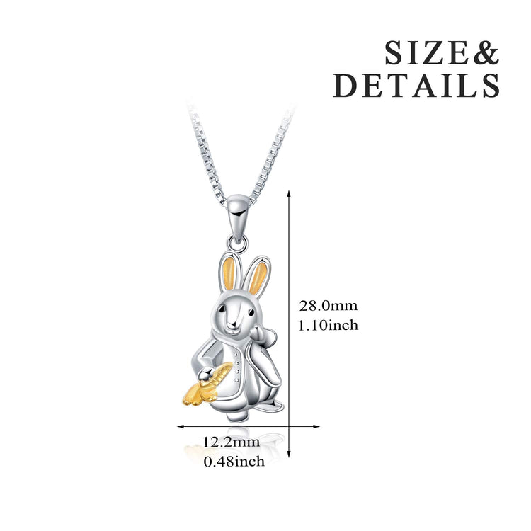 925 Sterling Silver Cute Rabbit Bunny Necklace