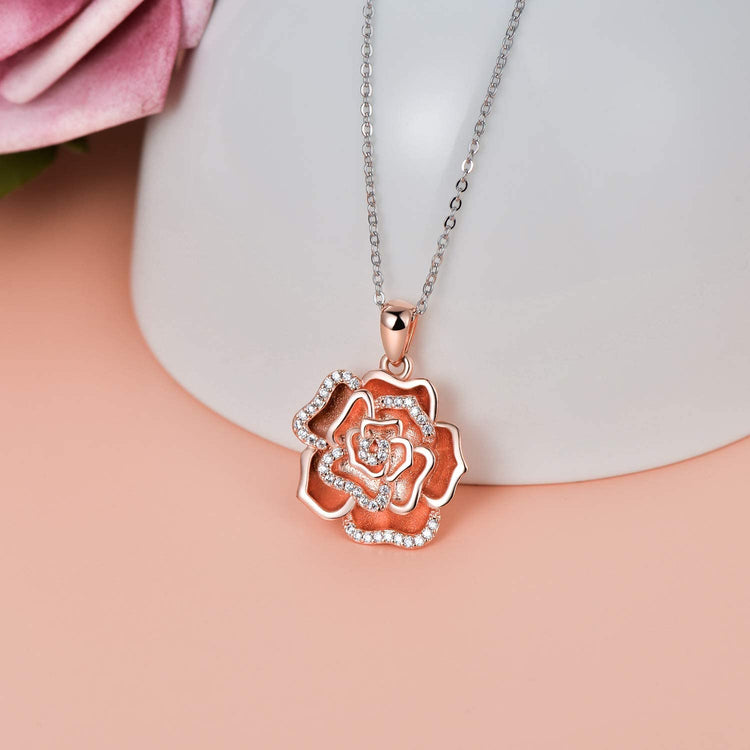 925 Sterling Silver Rose Urn Necklace for Ashes