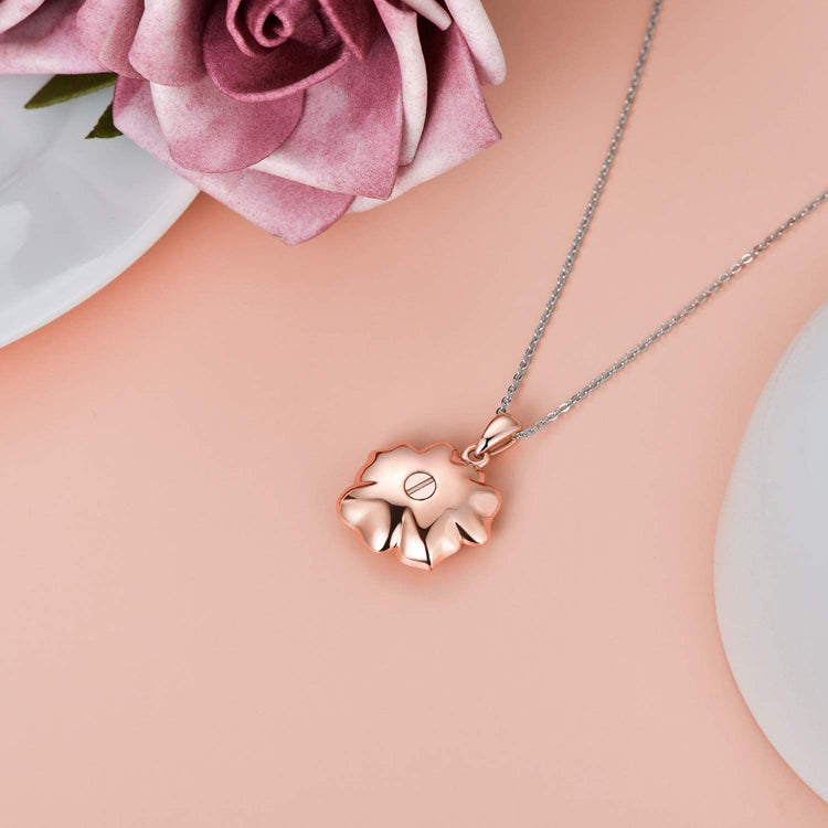 925 Sterling Silver Rose Urn Necklace for Ashes